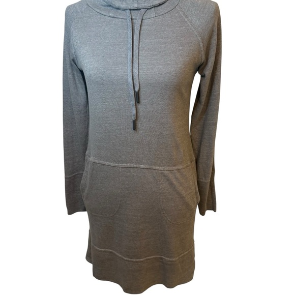 Prana | Gray-Brown Long Sleeve Athleisure Dress with Cowl Neck | Sz XS - Picture 1 of 9